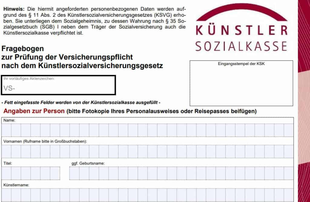 KSK Fragebogen Versicherungspflicht
