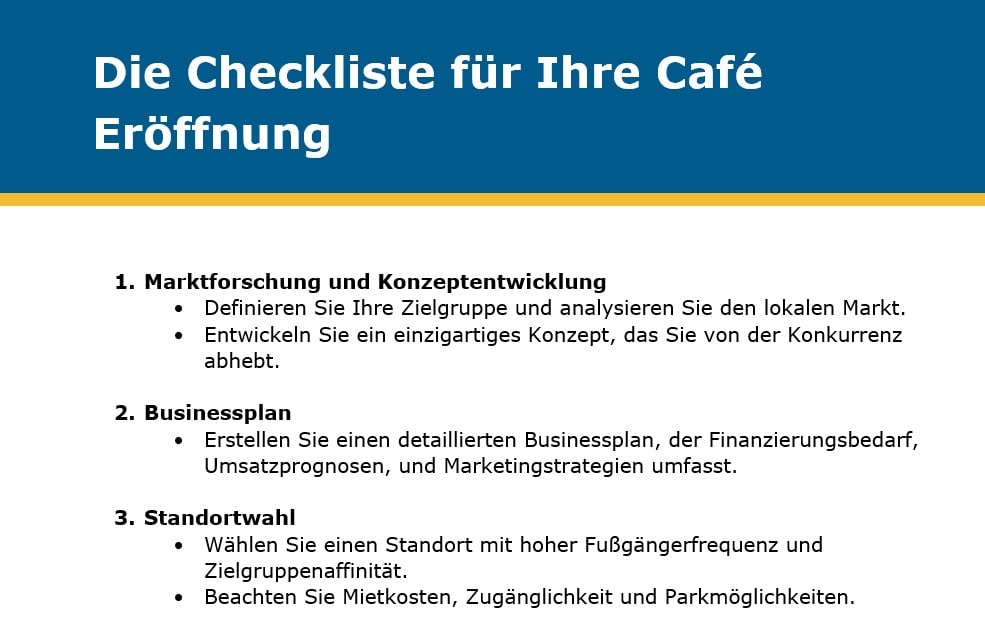 Ausschnitt Checkliste Cafe eröffnen