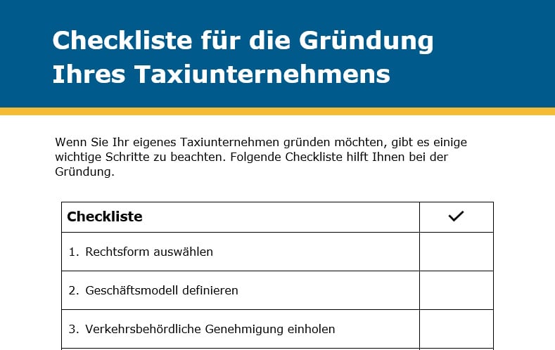 Ausschnitt_Checkliste - Taxiunternehmen gründen