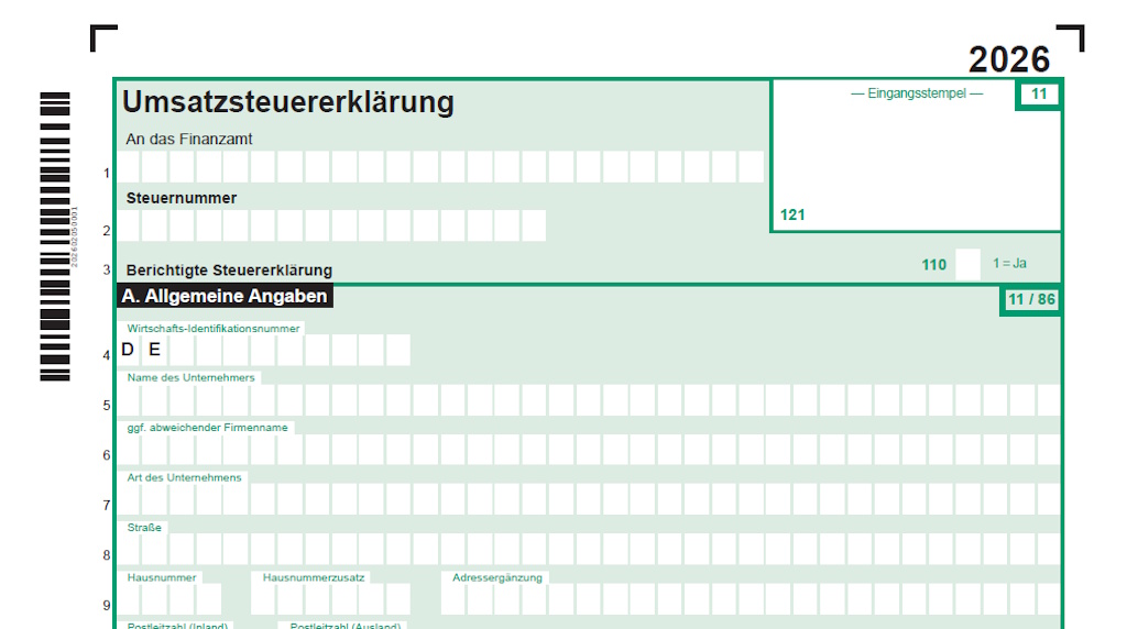 Ausschnitt der Umsatzsteuererklärung 2026