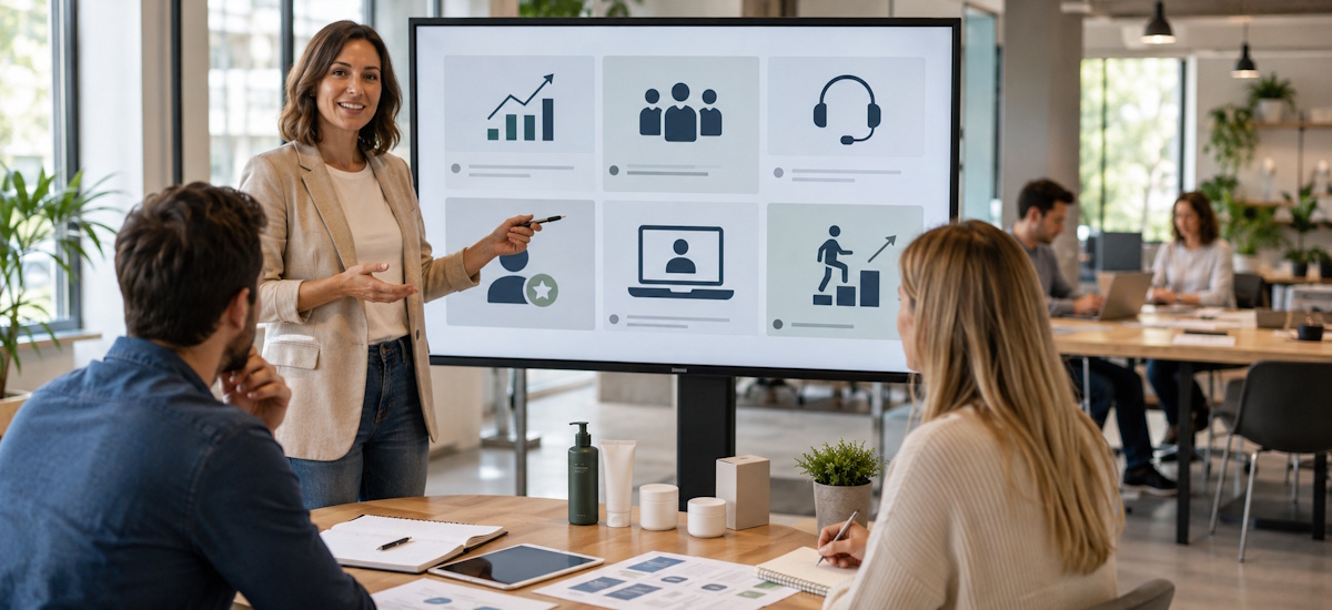 Network Marketing Jobs mit Präsentation zu Vertrieb, Kundenbetreuung und Karrierechancen