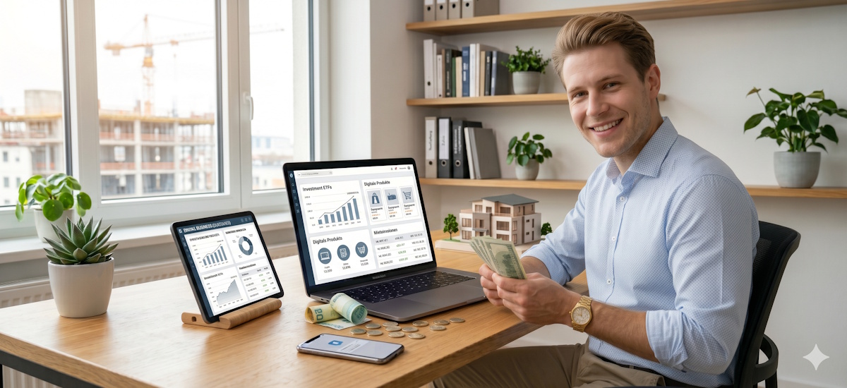 Passives-Einkommen-Beispiele mit digitalen Einnahmen und Immobilien