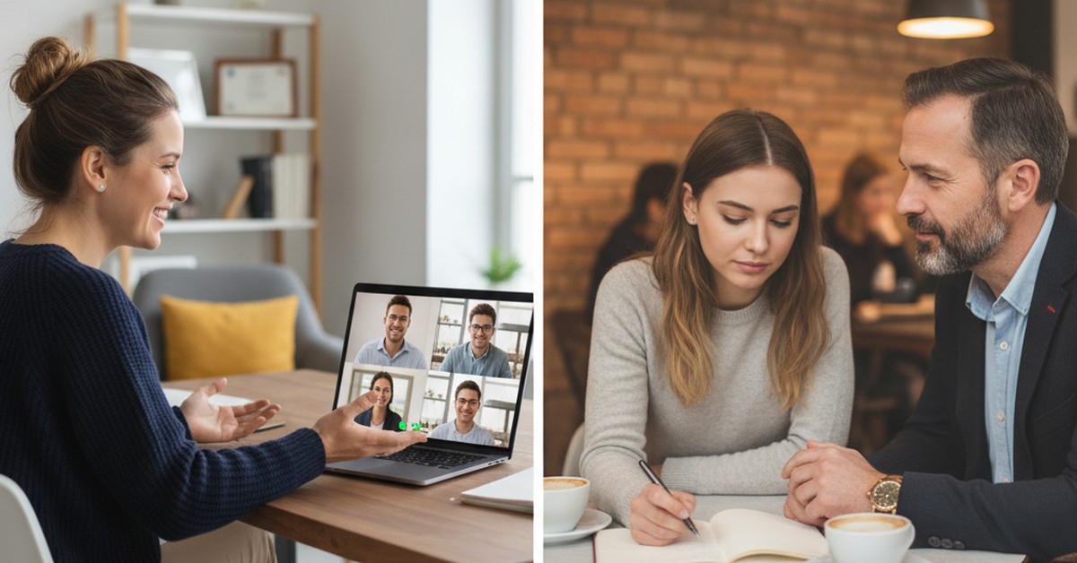 Online vs Präsenz Coaching — Online- oder Präsenz-Coaching? — Die Vor- und Nachteile von digitalem und Vor-Ort-Coaching