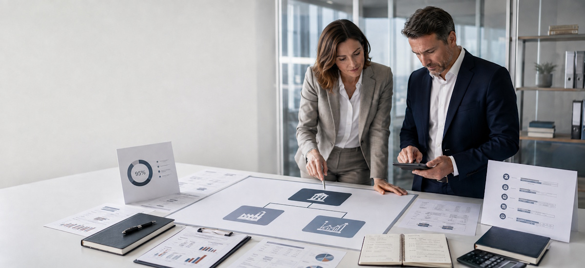 Unternehmer planen die Struktur, Steuern und Kosten beim Holding gründen.