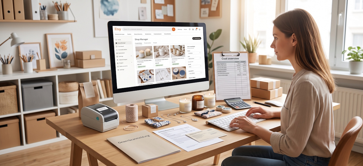 Etsy Shop eröffnen – Gründerin richtet Online-Shop ein und prüft Kosten und Gewerbeanmeldung